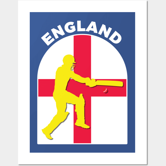 England Cricket Batsman England Flag Wall Art by DPattonPD